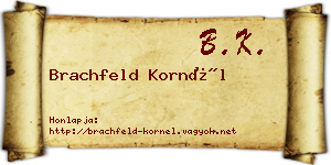 Brachfeld Kornél névjegykártya